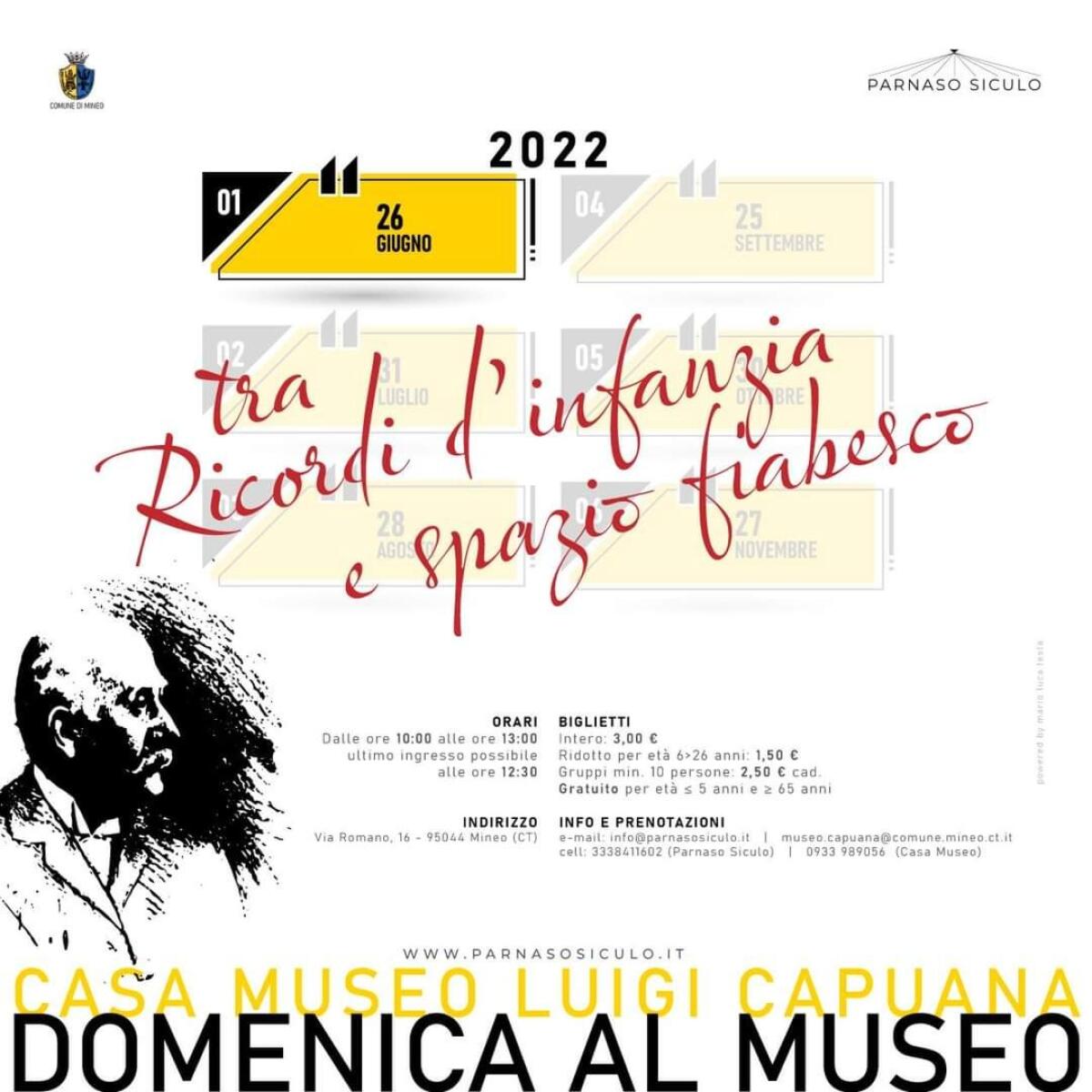 Mineo: domenica 26 giugno alla Casa Museo Luigi Capuana, “Domenica al Museo” - 