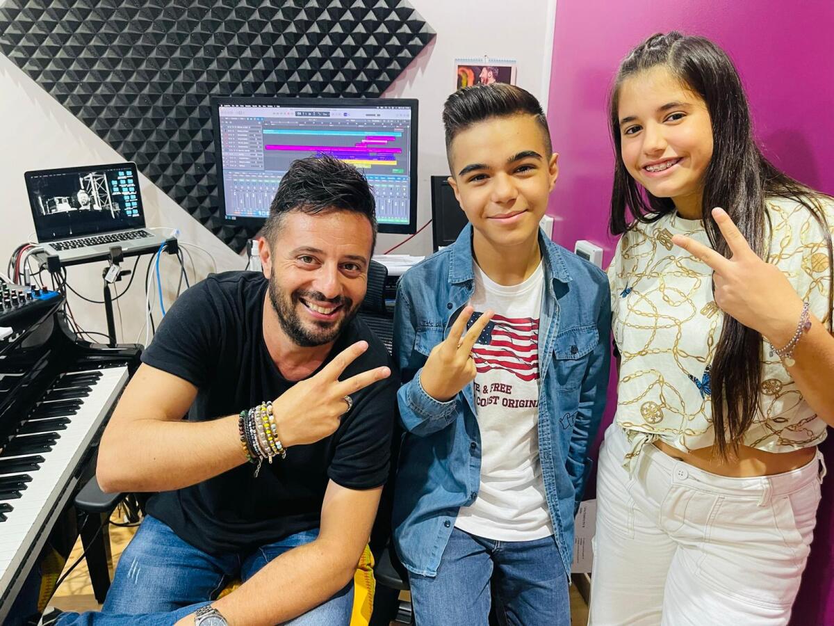 Marta La Rosa e Filippo Cavolina, della MeOSchool, al programma tv "The Voice Kids Malta" - 