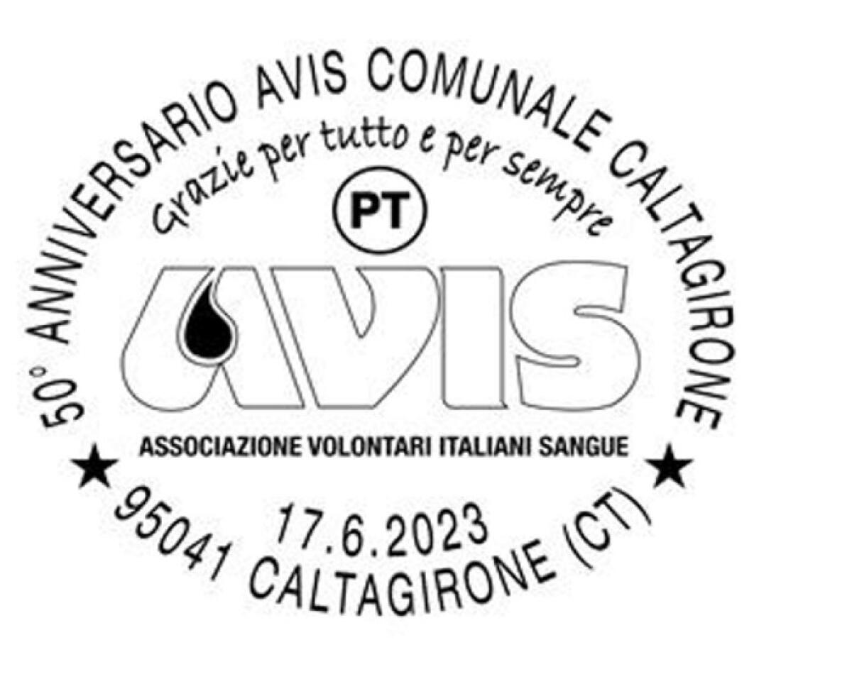 Caltagirone: annullo speciale e servizio filatelico temporaneo per i 50 anni di attività dell'Avis comunale - 