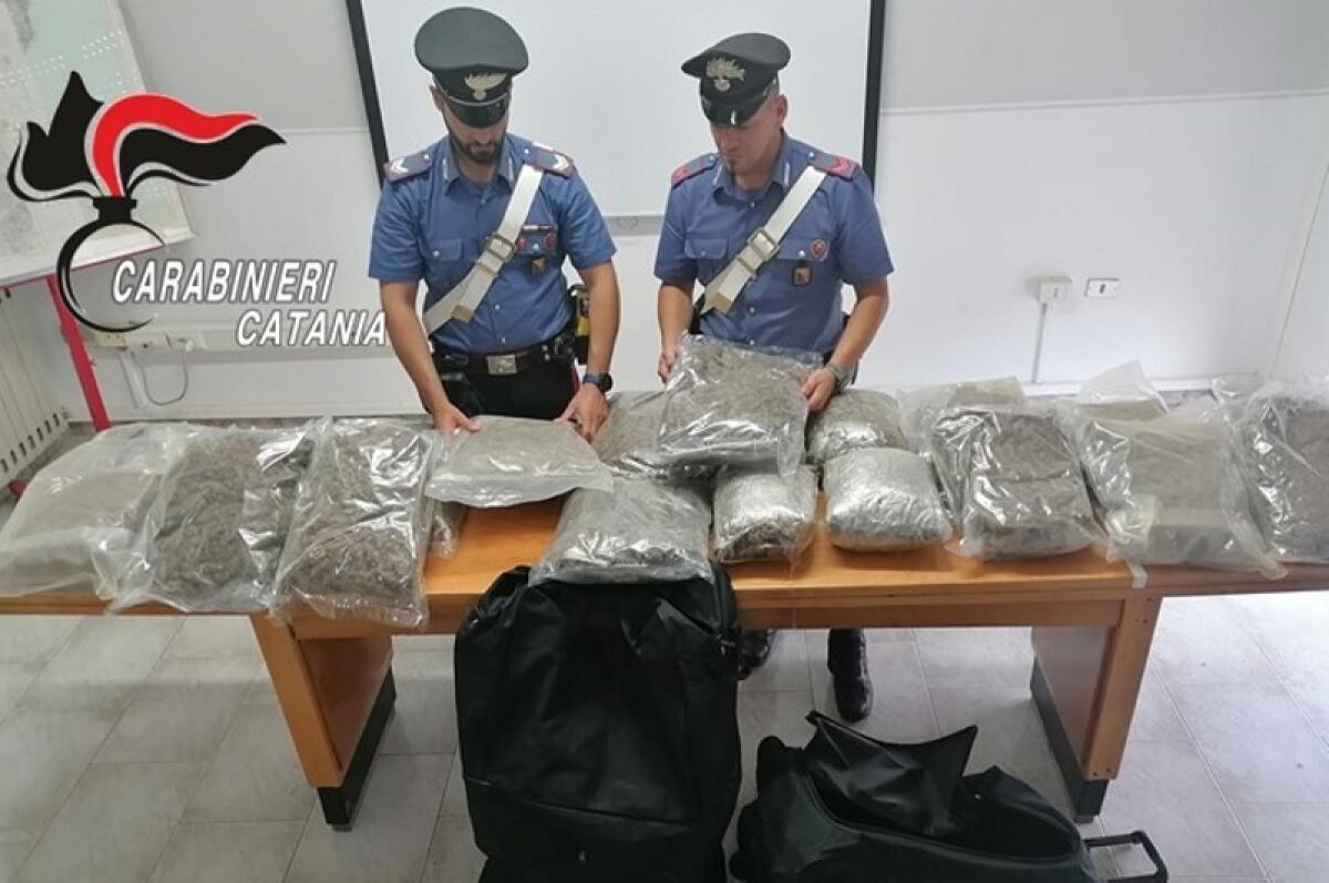 Ramacca: 21,5 kg di marijuana nascosti nel furgone, i Carabinieri arrestano due palagonesi di 47 e 53 anni - 