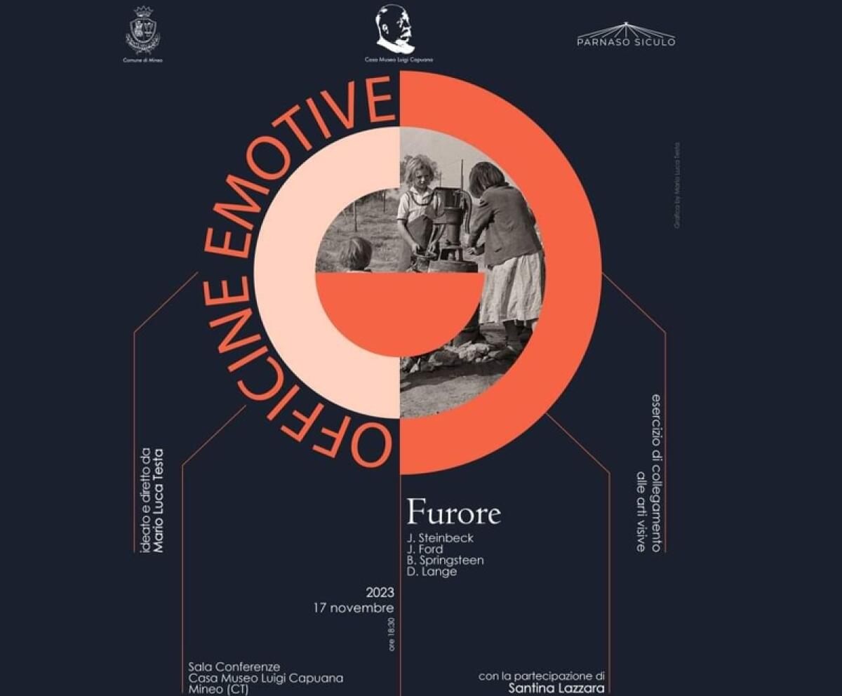 Mineo: venerdì 17 novembre presso la Casa Museo Luigi Capuana, "Officine Emotive Furore" - 