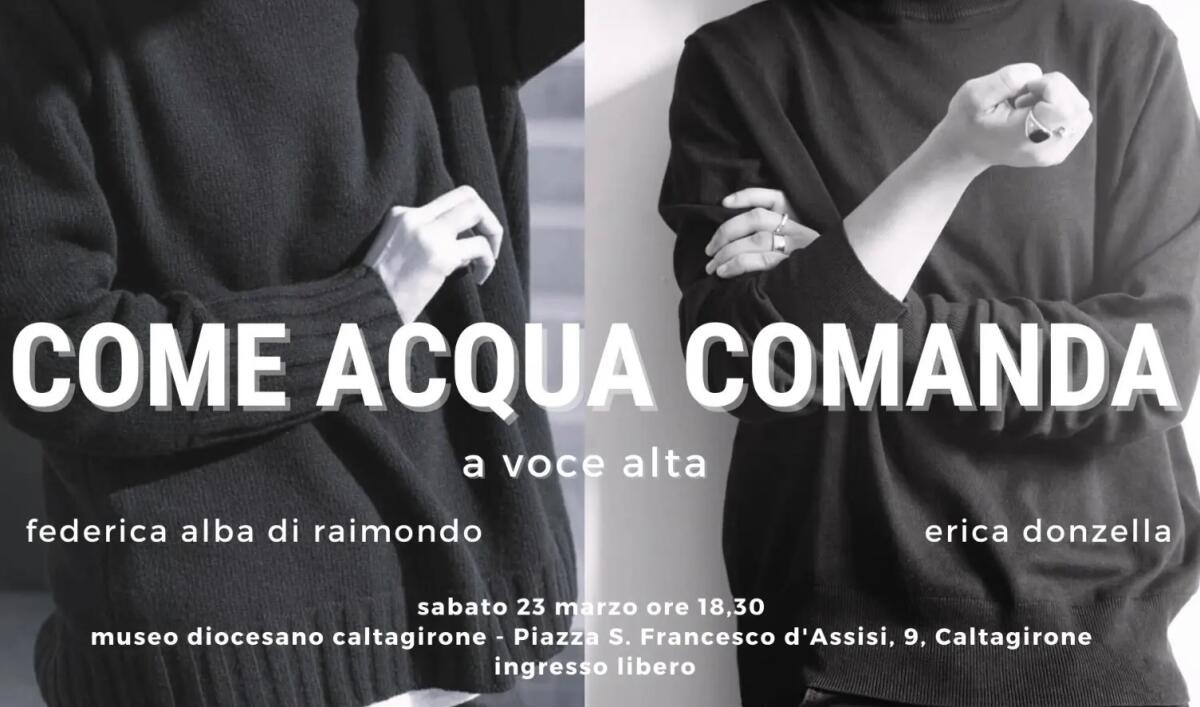 Caltagirone: sabato 23 marzo, alla Quadreria del Museo Diocesano, la presentazione del libro "Come acqua comanda" - 