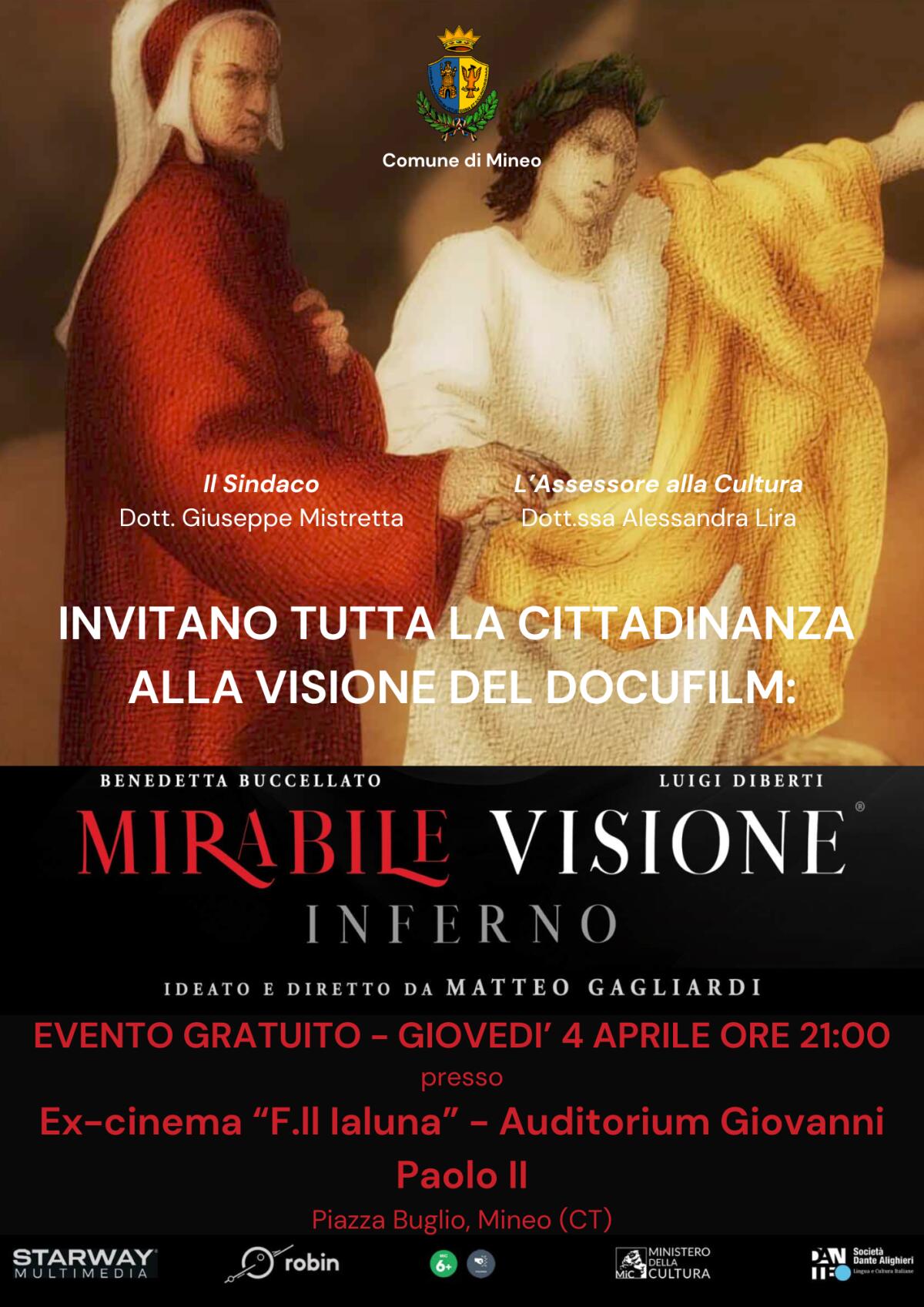 Mineo, "Mirabile visione: inferno" in proiezione all'Auditorium Giovanni Paolo II - 