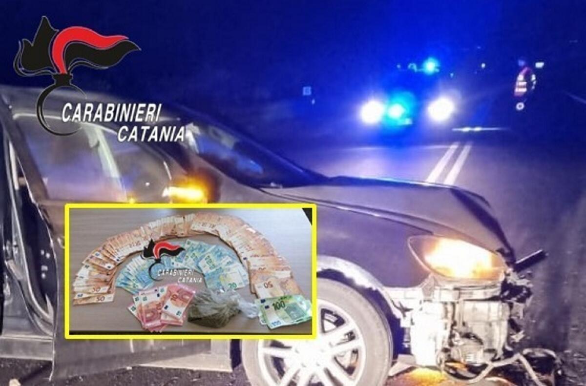 Mineo: incidente autonomo sulla SS 417, conducente trovato con hashish e soldi negli slip - 