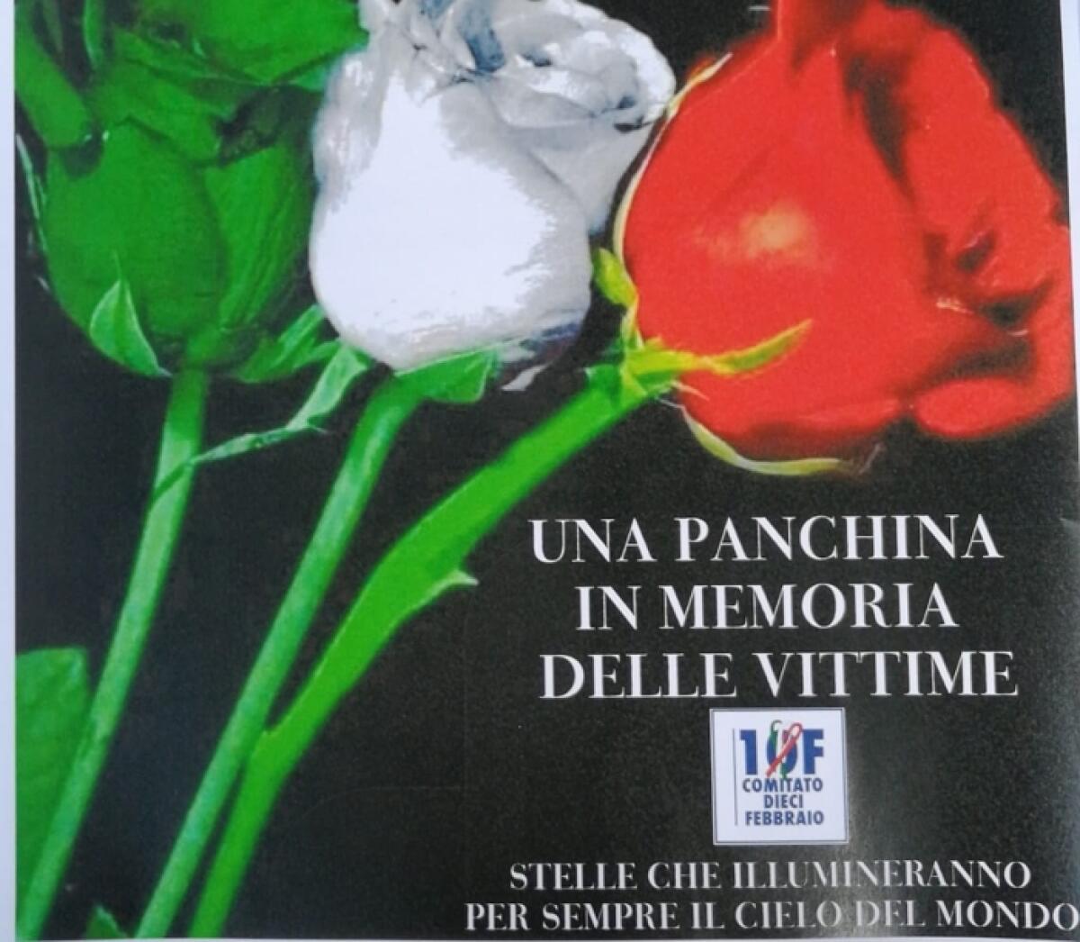 Caltagirone: domenica 9 febbraio, in Piazza Bellini, una panchina in memoria delle vittime delle Foibe - 
