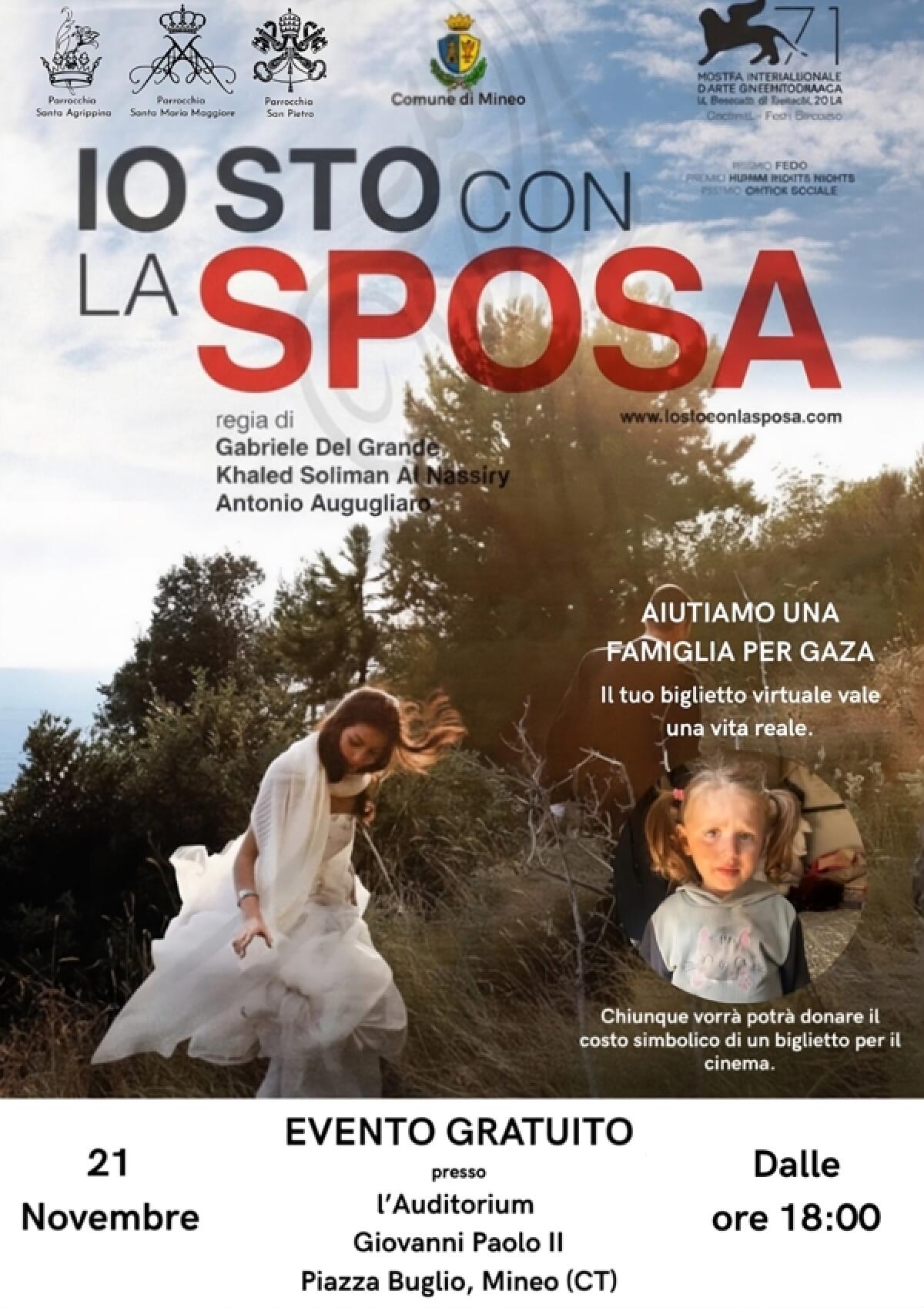 Mineo: un gruppo di cittadini organizza la proiezione di un film per una raccolta fondi per Gaza - 