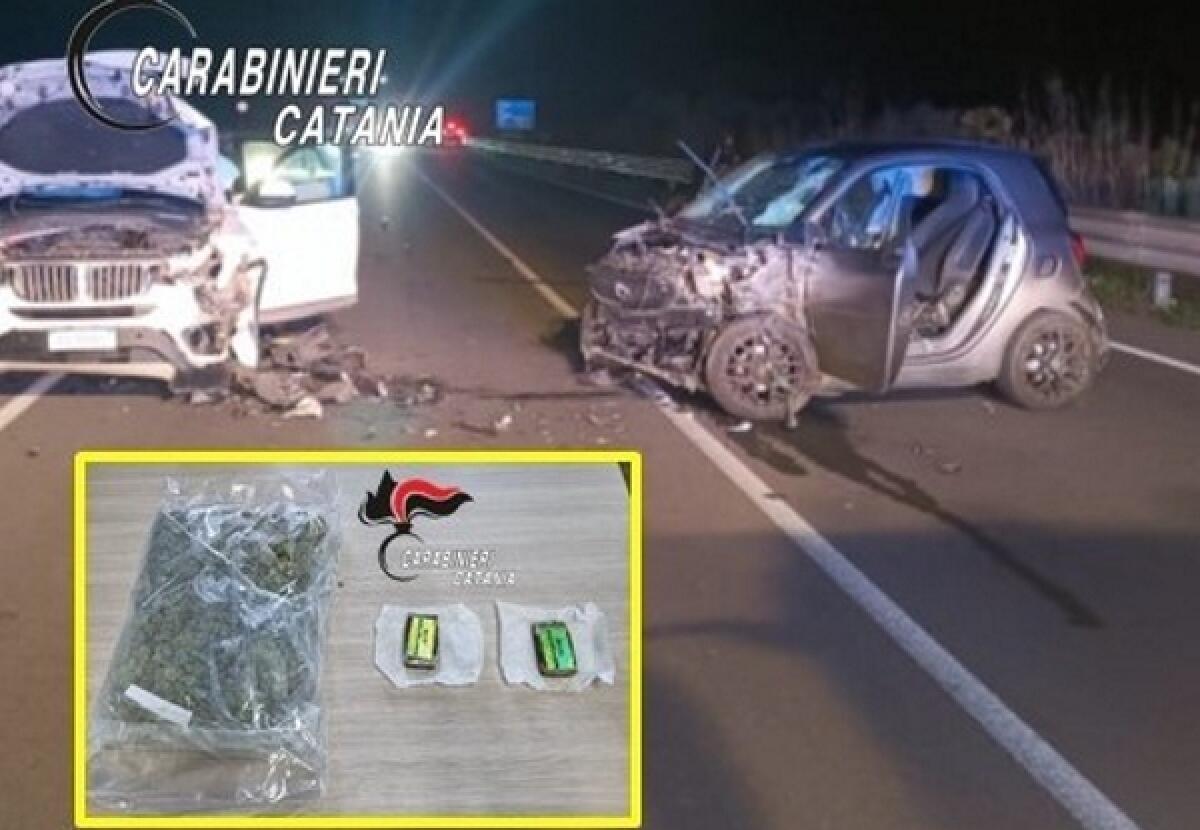Mineo: diciottenne arrestato dai Carabinieri con 1,4 kg di droga, dopo un incidente sulla SS417 - 