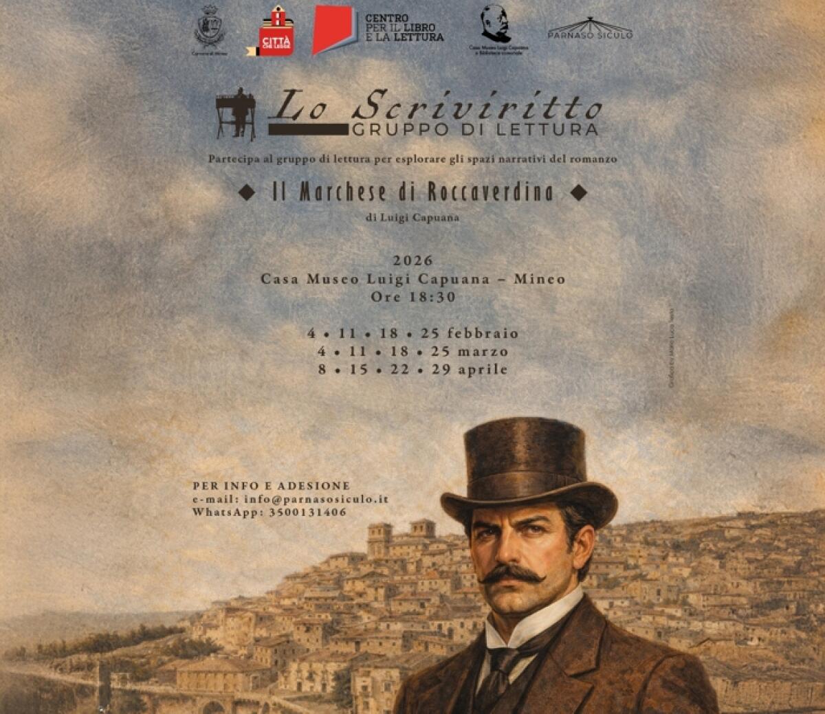 "Il Marchese di Roccaverdina", ciclo di letture e approfondimenti: primo appuntamento il 4 febbraio alla Casa Museo Luigi Capuana - 