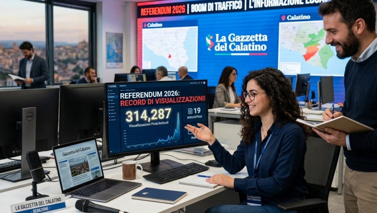 Gazzetta del Calatino: boom di visualizzazioni al Referendum - Immagine generata con A.I.