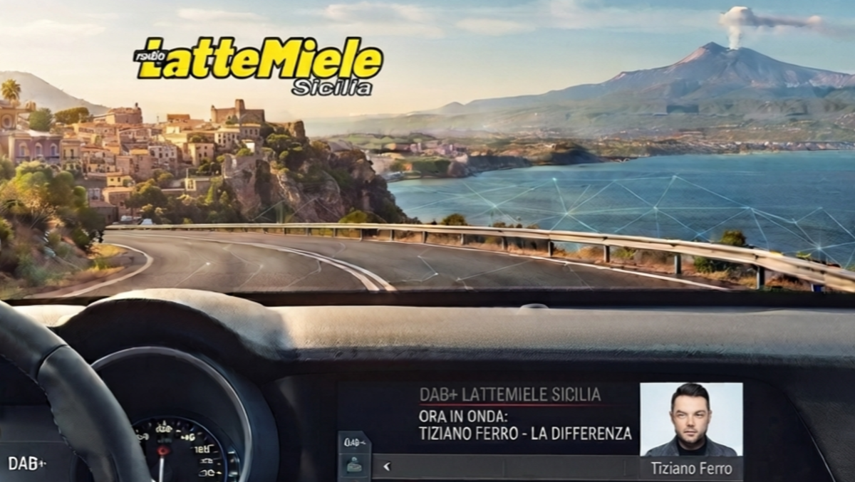 Radio LatteMiele e la tecnologia DAB+ in tutta la Sicilia - Immagine generata con A.I.