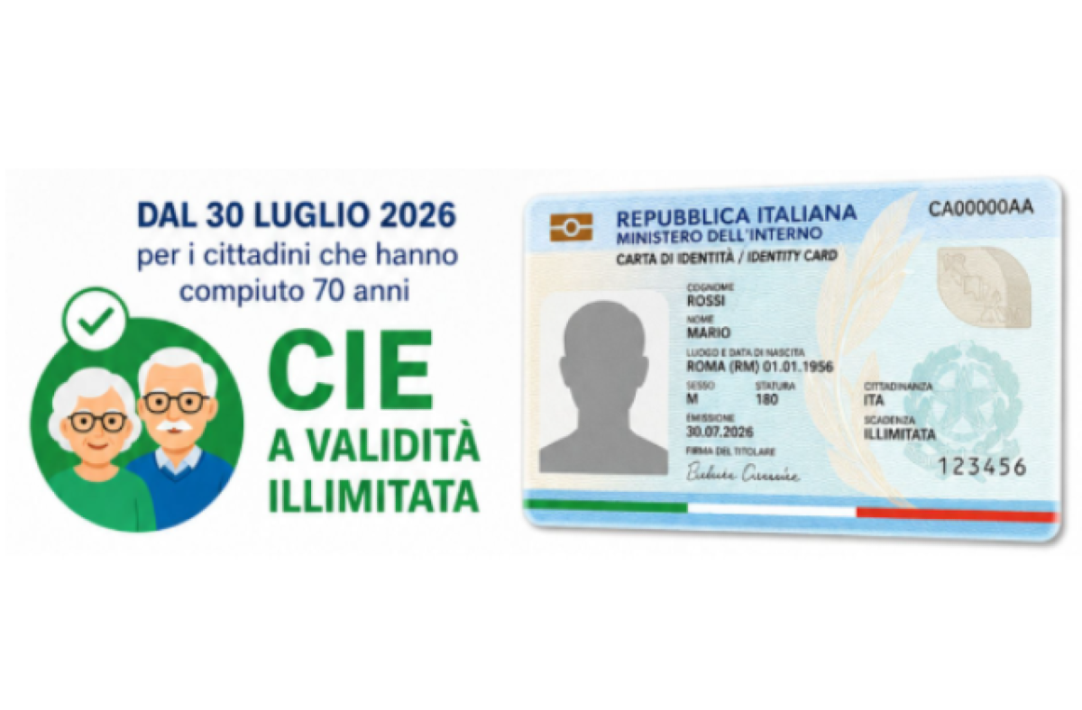 CIE, durata "illimitata" per chi ha un'età pari o superiore a 70 anni - 
