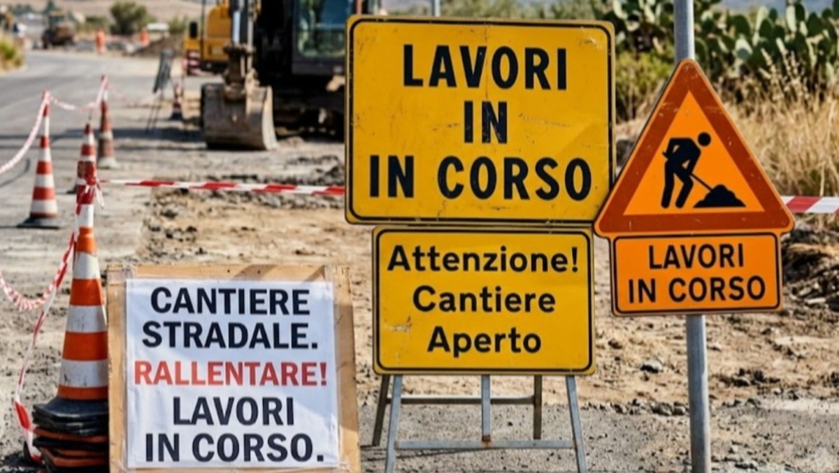 Lavori sulla S.B. 37: chiusura tra Ramacca e Palagonia - Immagine generata con A.I.