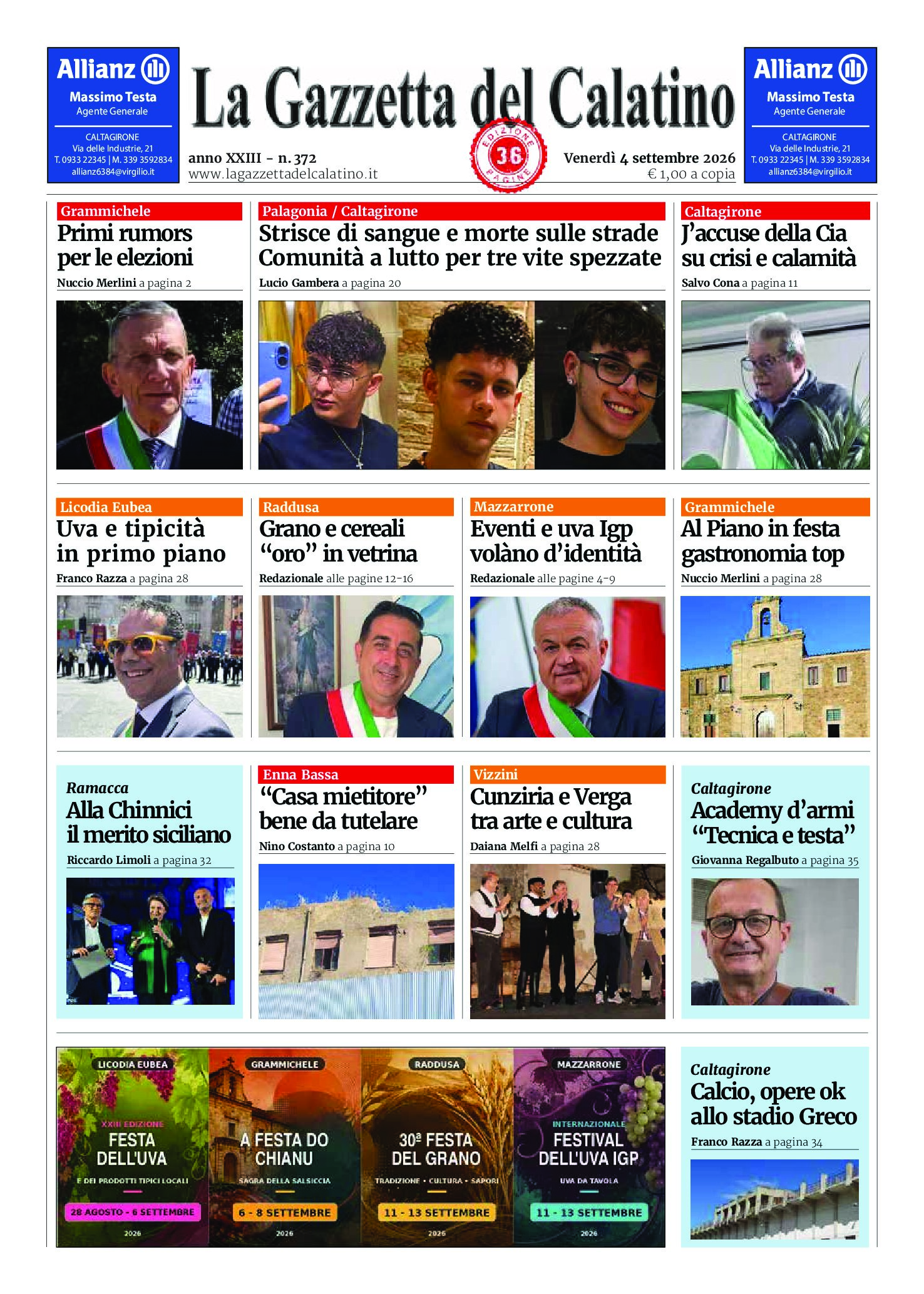 In edicola La Gazzetta del Calatino: edizione speciale a 36 pagine