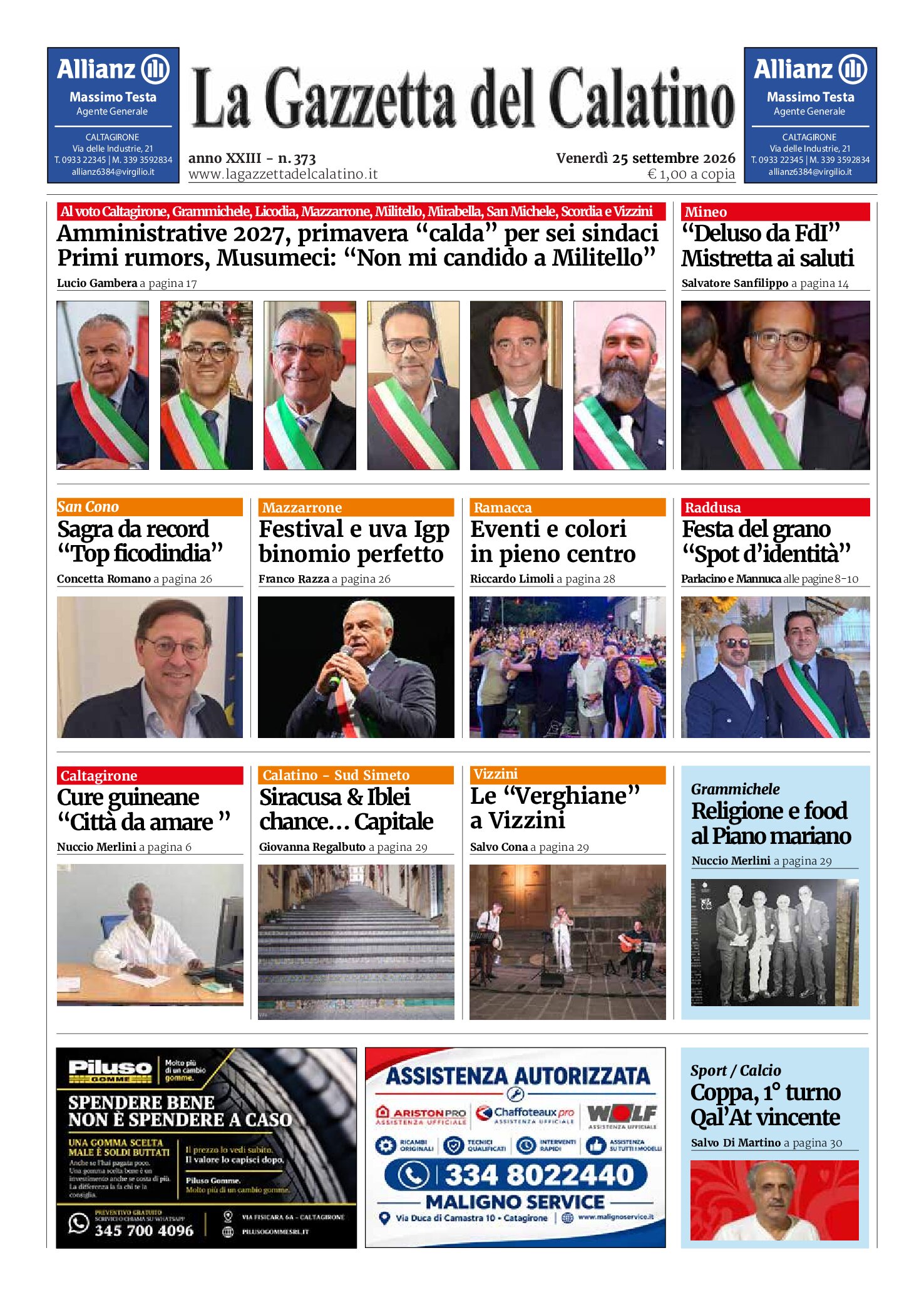 La Gazzetta del Calatino, è in edicola il nuovo numero